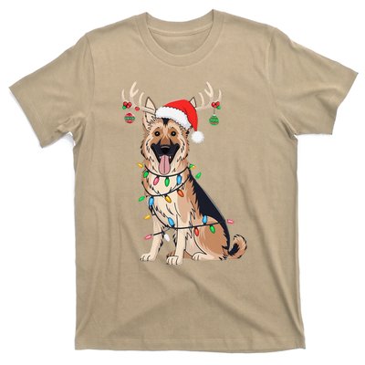 German Shepherd Dog Tree Christmas Lights Dog Lover Pajama T-Shirt