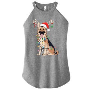 German Shepherd Dog Tree Christmas Lights Dog Lover Pajama Women's Perfect Tri Rocker Tank