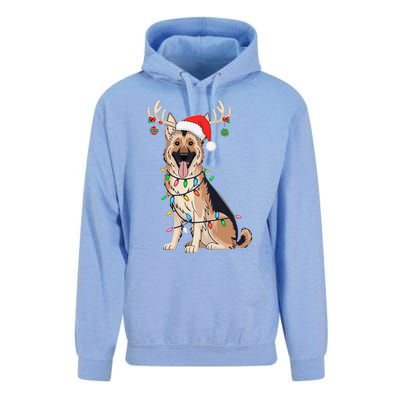 German Shepherd Dog Tree Christmas Lights Dog Lover Pajama Unisex Surf Hoodie