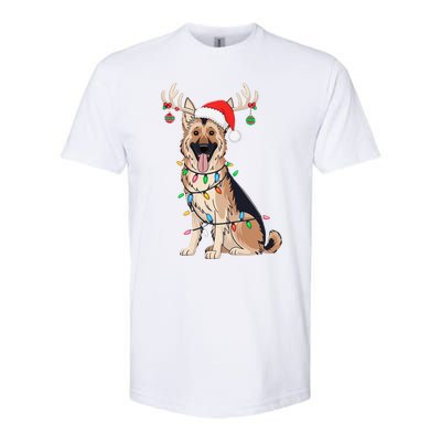 German Shepherd Dog Tree Christmas Lights Dog Lover Pajama Softstyle CVC T-Shirt