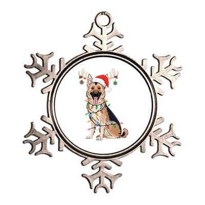 German Shepherd Dog Tree Christmas Lights Dog Lover Pajama Metallic Star Ornament