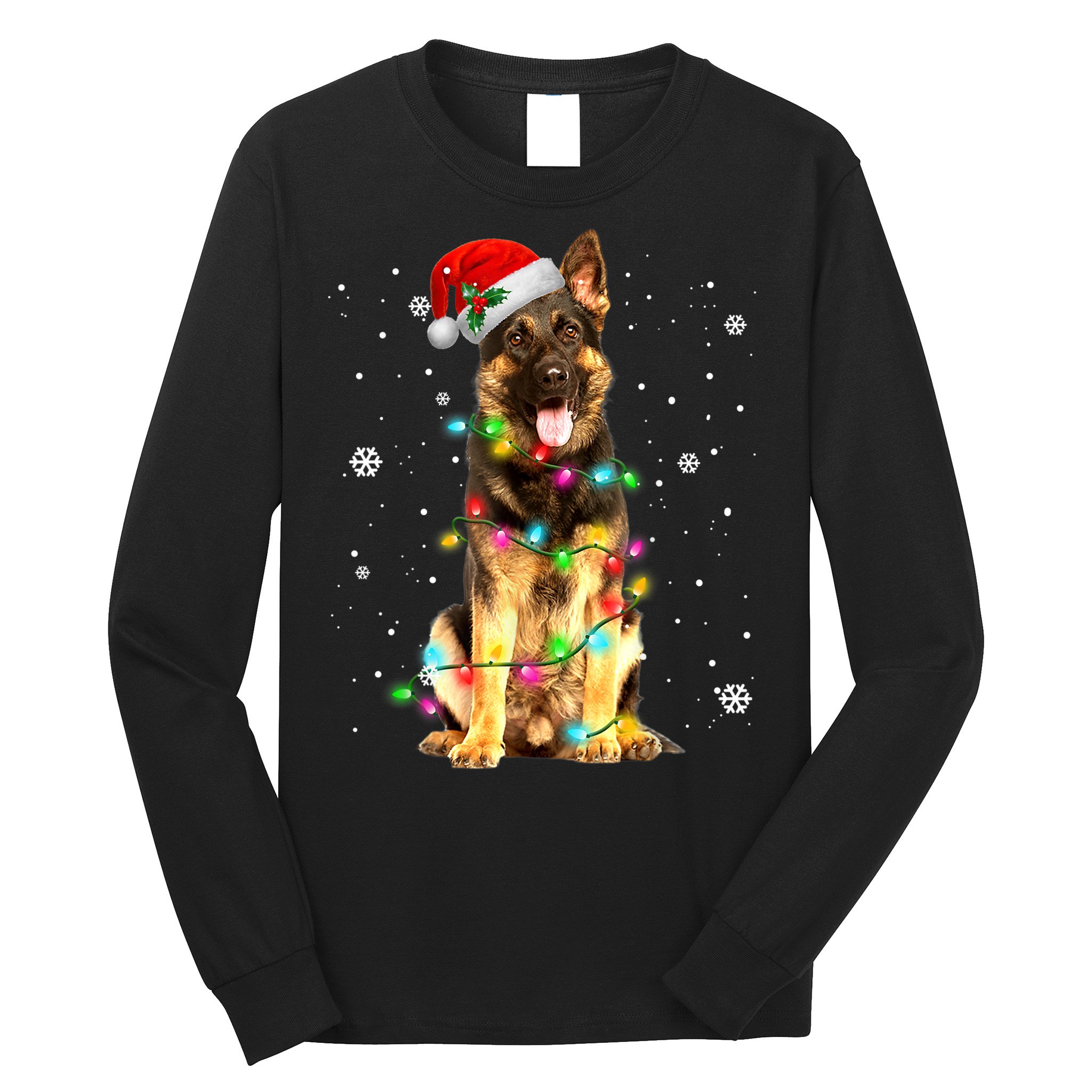 German Shepherd Dog Tree Christmas Sweater Xmas Dogs Gifts TShirt Long Sleeve Shirt