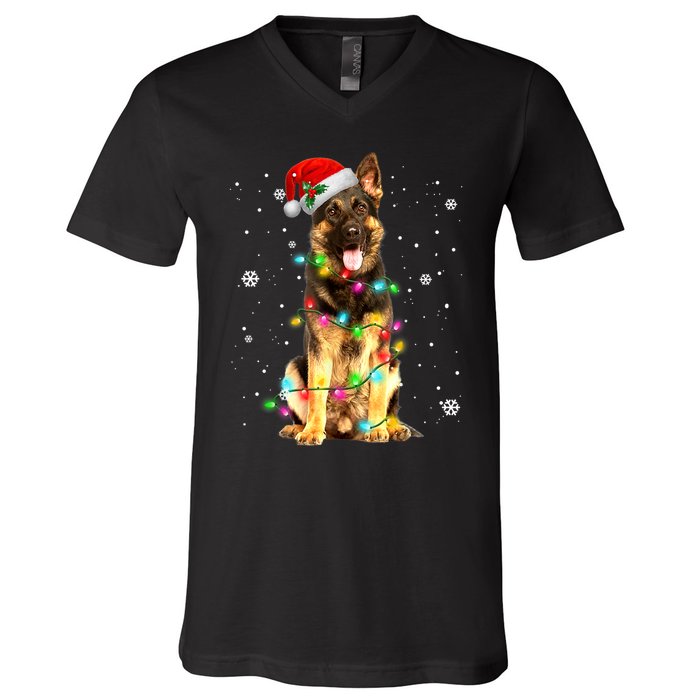 German Shepherd Dog Tree Christmas Sweater Xmas Dogs Gifts TShirt V-Neck T-Shirt