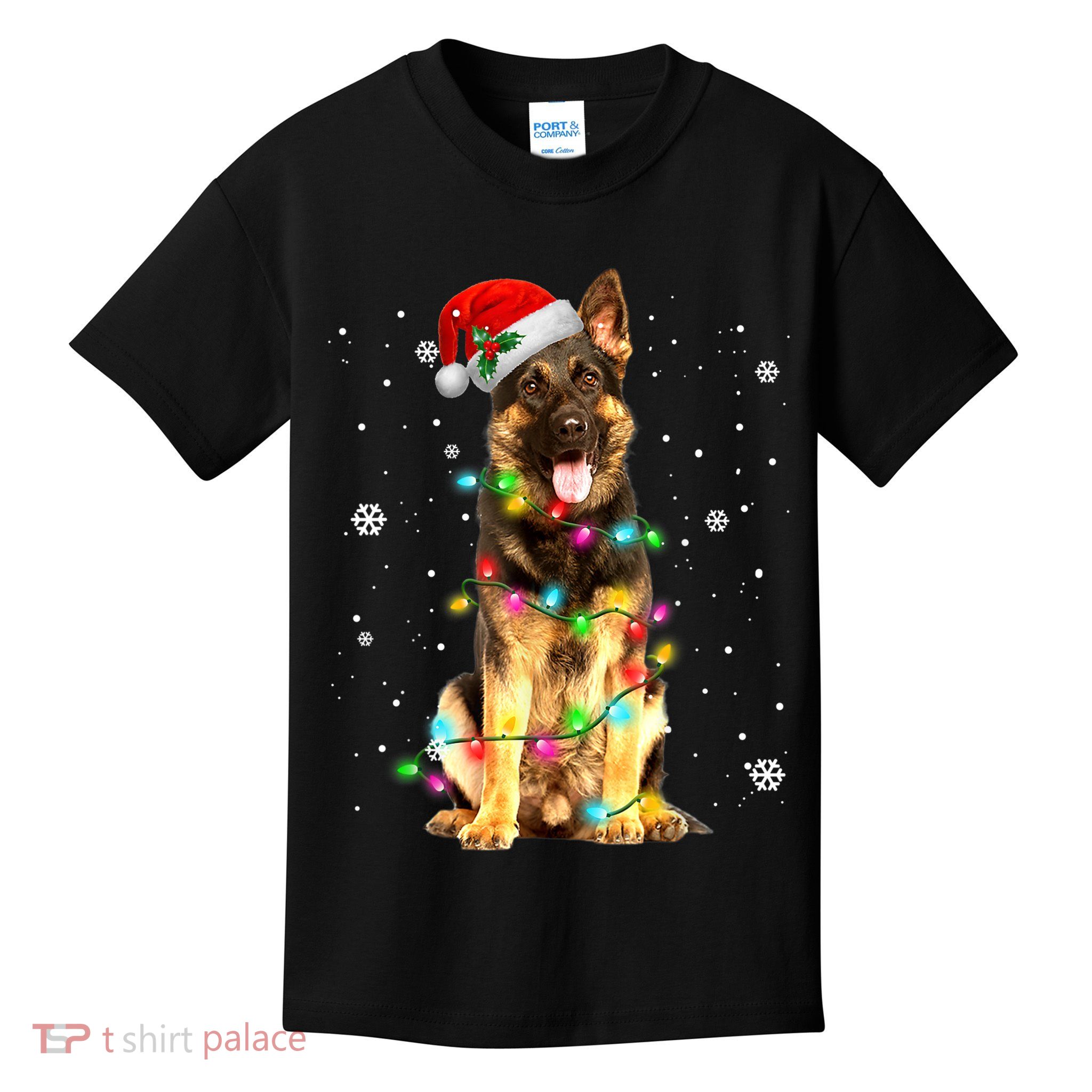 German Shepherd Dog Tree Christmas Sweater Xmas Dogs Gifts TShirt Kids T-Shirt