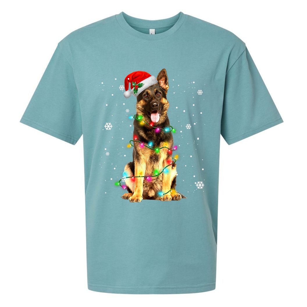 German Shepherd Dog Tree Christmas Sweater Xmas Dogs Gifts TShirt Sueded Cloud Jersey T-Shirt