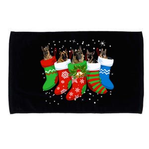 Ger Shepherd Dog Cute Socks Christmas Gift Funny Dog Xmas Gift Microfiber Hand Towel