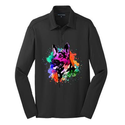 Ger Shepherd Dog Gift Silk Touch Performance Long Sleeve Polo