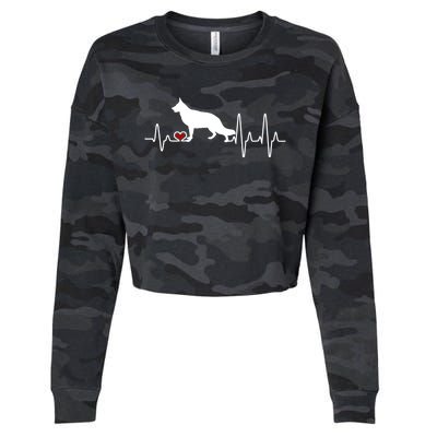 Ger Shepherd Dog Heartbeat Pulse Gift Cropped Pullover Crew