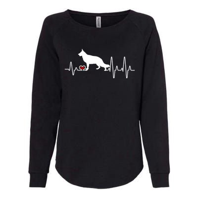 Ger Shepherd Dog Heartbeat Pulse Gift Womens California Wash Sweatshirt