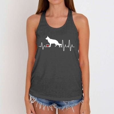 Ger Shepherd Dog Heartbeat Pulse Gift Women's Knotted Racerback Tank