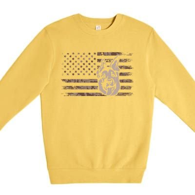 Ger Shepherd Dog In A Us Flag Gift Premium Crewneck Sweatshirt