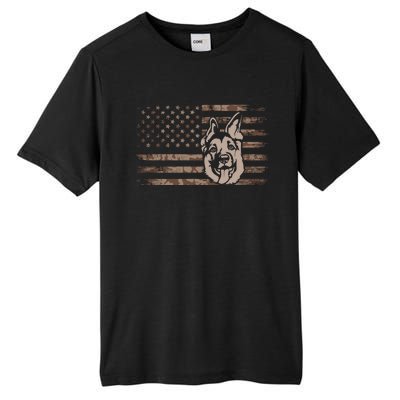 Ger Shepherd Dog In A Us Flag Gift Tall Fusion ChromaSoft Performance T-Shirt