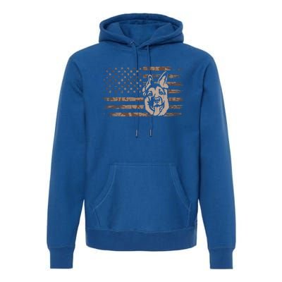 Ger Shepherd Dog In A Us Flag Gift Premium Hoodie