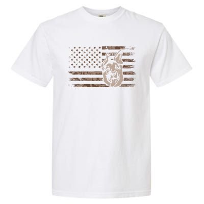 Ger Shepherd Dog In A Us Flag Gift Garment-Dyed Heavyweight T-Shirt