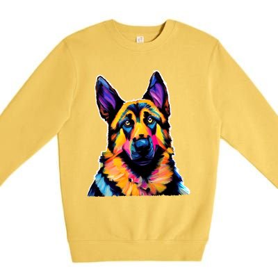 Ger Shepherd Dog Lover Colorful Artistic Mom Gift Premium Crewneck Sweatshirt