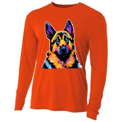 Ger Shepherd Dog Lover Colorful Artistic Mom Gift Cooling Performance Long Sleeve Crew