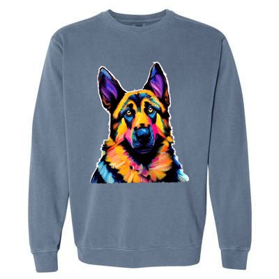 Ger Shepherd Dog Lover Colorful Artistic Mom Gift Garment-Dyed Sweatshirt