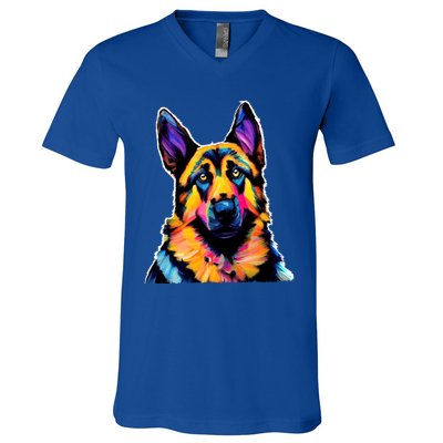 Ger Shepherd Dog Lover Colorful Artistic Mom Gift V-Neck T-Shirt