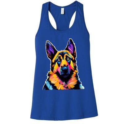 Ger Shepherd Dog Lover Colorful Artistic Mom Gift Women's Racerback Tank