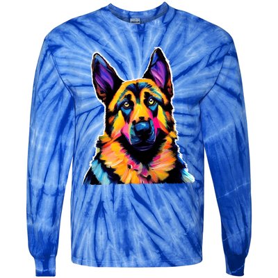 Ger Shepherd Dog Lover Colorful Artistic Mom Gift Tie-Dye Long Sleeve Shirt