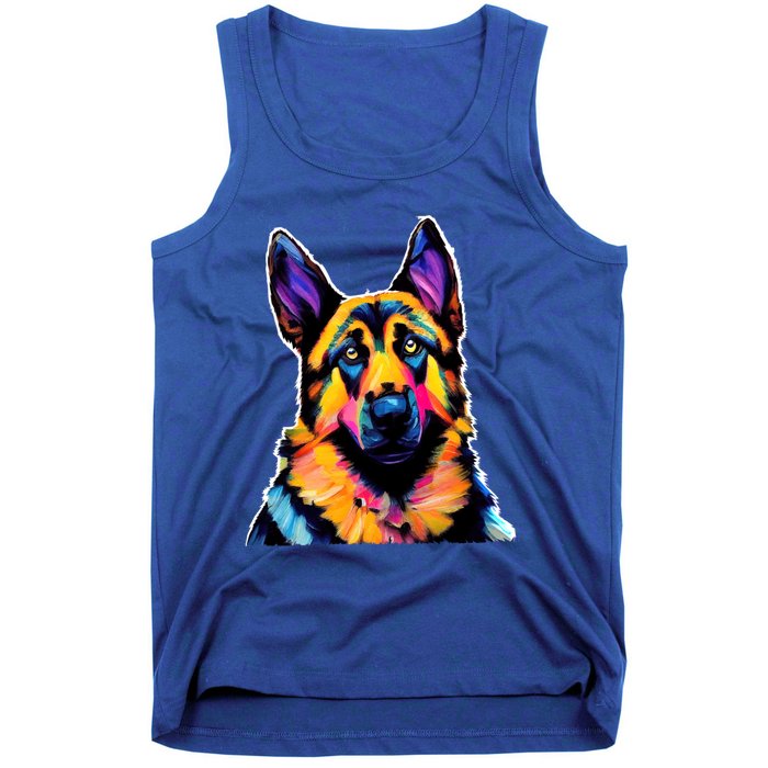 Ger Shepherd Dog Lover Colorful Artistic Mom Gift Tank Top