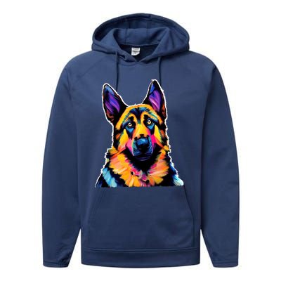 Ger Shepherd Dog Lover Colorful Artistic Mom Gift Performance Fleece Hoodie