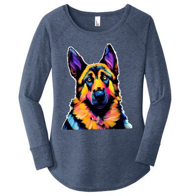 Ger Shepherd Dog Lover Colorful Artistic Mom Gift Women's Perfect Tri Tunic Long Sleeve Shirt