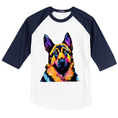 Ger Shepherd Dog Lover Colorful Artistic Mom Gift Baseball Sleeve Shirt