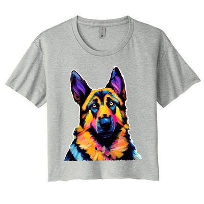 Ger Shepherd Dog Lover Colorful Artistic Mom Gift Women's Crop Top Tee