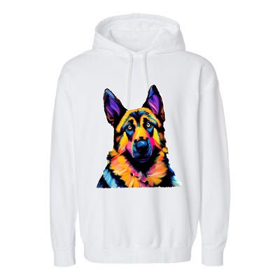 Ger Shepherd Dog Lover Colorful Artistic Mom Gift Garment-Dyed Fleece Hoodie