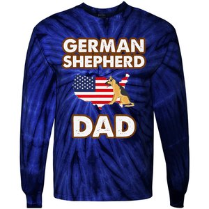 German Shepherd Dad American Flag For A Dog Lover Tie-Dye Long Sleeve Shirt