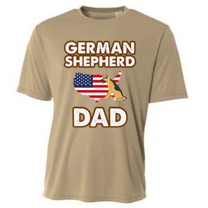 German Shepherd Dad American Flag For A Dog Lover Cooling Performance Crew T-Shirt