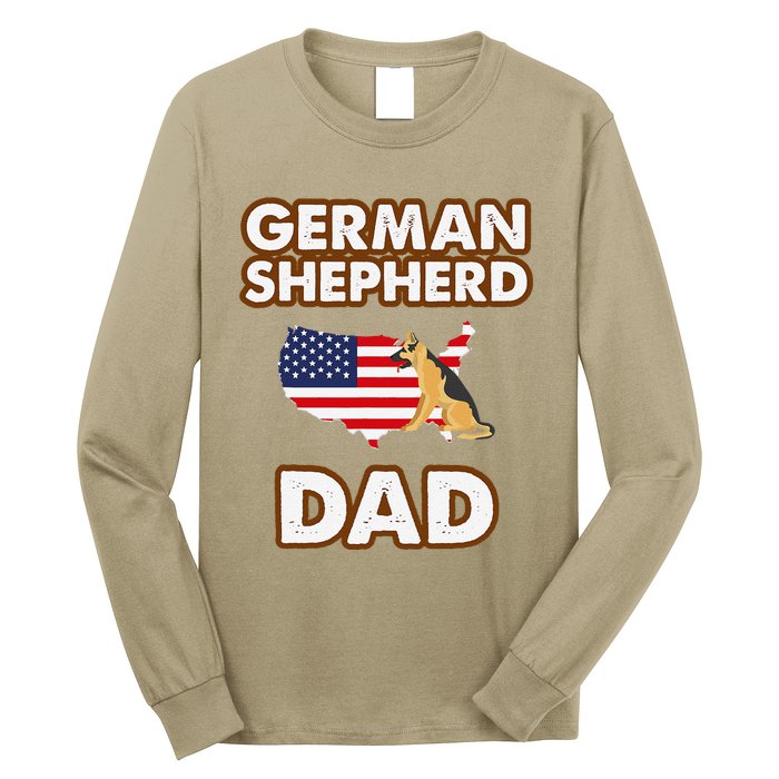 German Shepherd Dad American Flag For A Dog Lover Long Sleeve Shirt