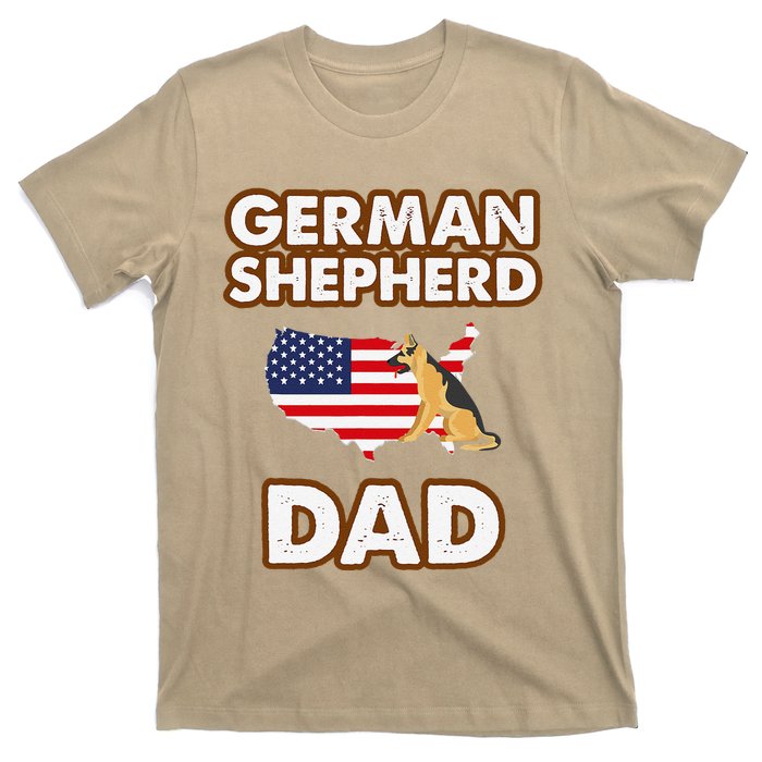 German Shepherd Dad American Flag For A Dog Lover T-Shirt