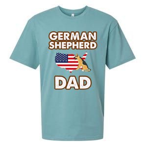 German Shepherd Dad American Flag For A Dog Lover Sueded Cloud Jersey T-Shirt