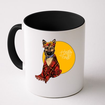 German Shepherd Dog Autumn leaves Blanket Hello Fall Mug