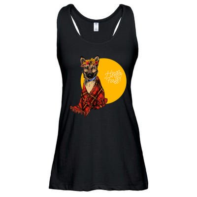 German Shepherd Dog Autumn leaves Blanket Hello Fall Ladies Essential Flowy Tank