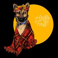 German Shepherd Dog Autumn leaves Blanket Hello Fall Flatbill Hat