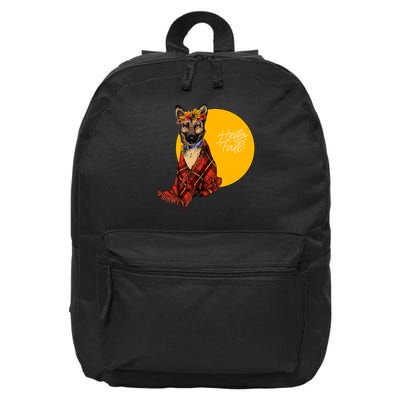 German Shepherd Dog Autumn leaves Blanket Hello Fall 16 in Basic Backpack