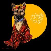 German Shepherd Dog Autumn leaves Blanket Hello Fall Cooling Performance Long Sleeve Crew