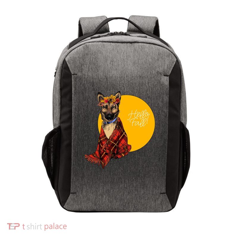 German Shepherd Dog Autumn leaves Blanket Hello Fall Vector Backpack
