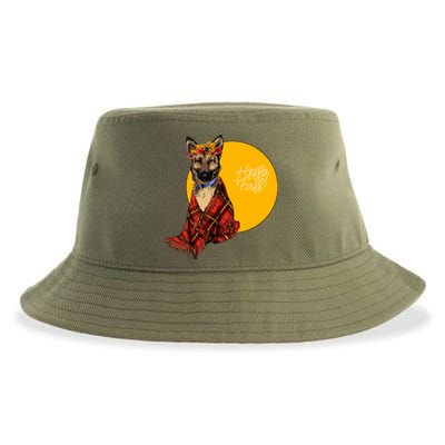 German Shepherd Dog Autumn leaves Blanket Hello Fall Sustainable Bucket Hat