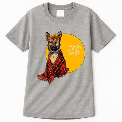 German Shepherd Dog Autumn leaves Blanket Hello Fall Tall T-Shirt