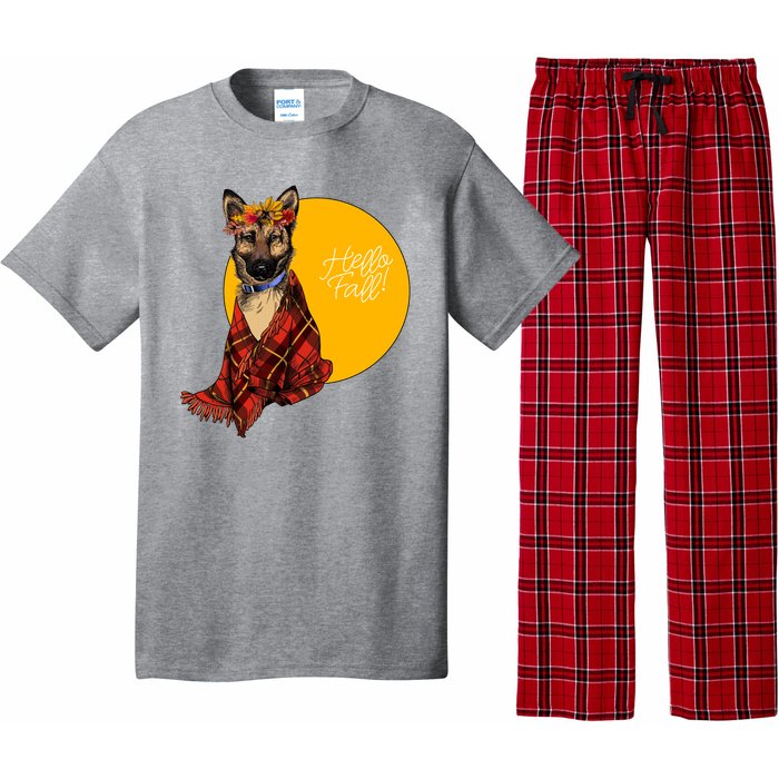 German Shepherd Dog Autumn leaves Blanket Hello Fall Pajama Set