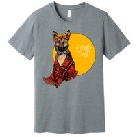 German Shepherd Dog Autumn leaves Blanket Hello Fall Premium T-Shirt