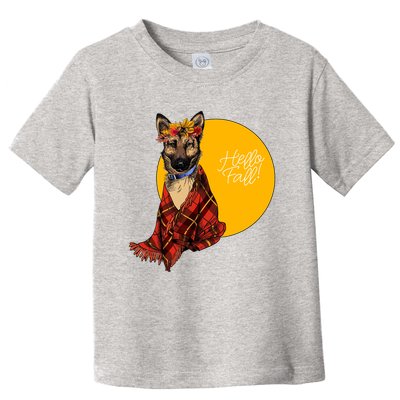 German Shepherd Dog Autumn leaves Blanket Hello Fall Toddler T-Shirt