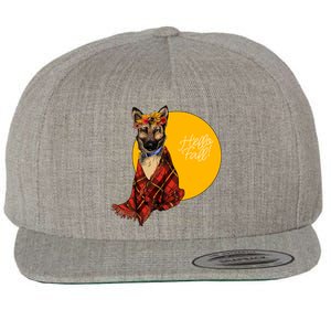 German Shepherd Dog Autumn leaves Blanket Hello Fall Wool Snapback Cap