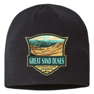 Great Sand Dunes National Park Illustration Retro Badge Sustainable Beanie