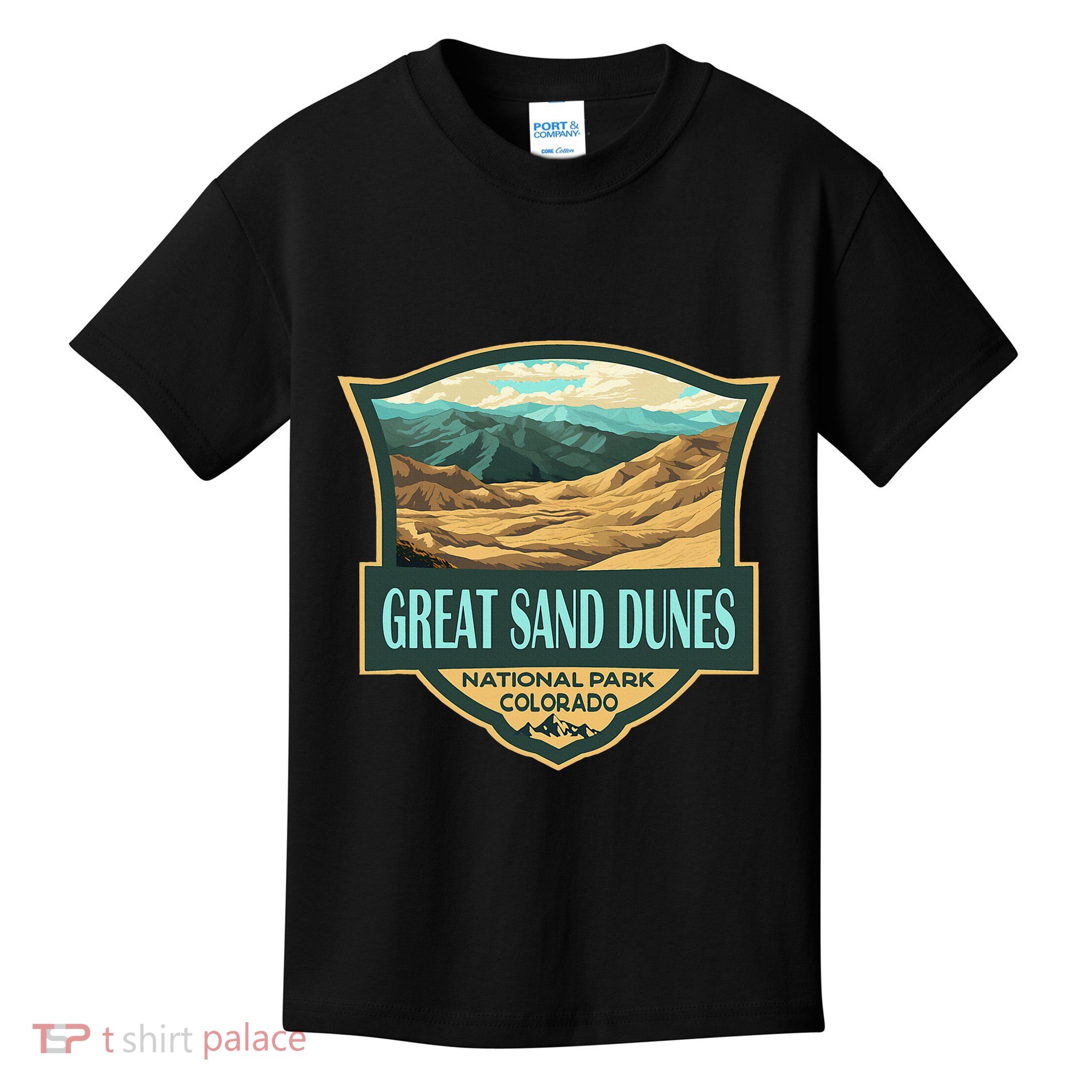 Great Sand Dunes National Park Illustration Retro Badge Kids T-Shirt