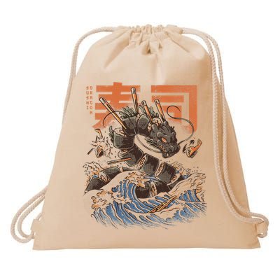 Great Sushi Dragon Japanese Food Kawaii Dragon Anime Sushi Drawstring Bag